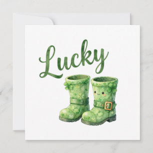 Cartes Pour Fêtes Annuelles Chaussures de lutin chanceux à l'aquarelle pour la