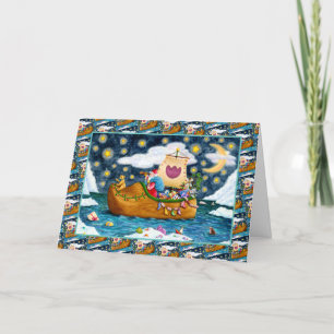 CARTES POUR FÊTES ANNUELLES CHAUSSURES NÉERLANDAISES PÈRE NOËL SHIP, ICEBERGS,
