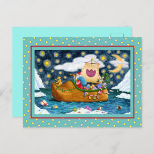CARTES POUR FÊTES ANNUELLES CHAUSSURES NÉERLANDAISES PÈRE NOËL SHIP, ICEBERGS,