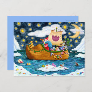 CARTES POUR FÊTES ANNUELLES CHAUSSURES NÉERLANDAISES PÈRE NOËL SHIP, ICEBERGS,