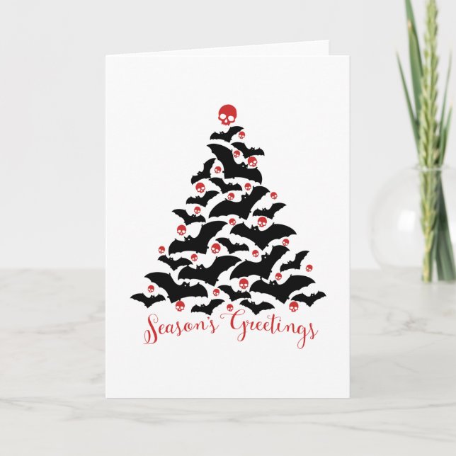 Cartes Pour Fêtes Annuelles Chauve-souris gothique Arbre de Noël (Devant)