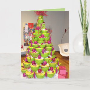 Cartes Pour Fêtes Annuelles Chaux Green & Pink Jingle Bowles de Noël Arbre de 