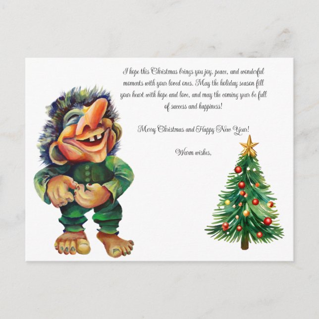 Cartes Pour Fêtes Annuelles Cheeky Christmas Troll et Tree Delight (Devant)