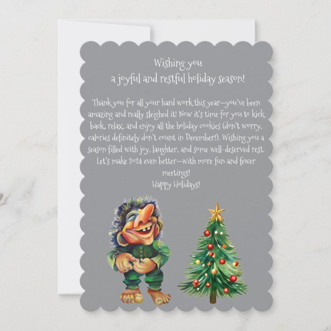 Cartes Pour Fêtes Annuelles Cheeky Christmas Troll et Tree Delight (Devant)