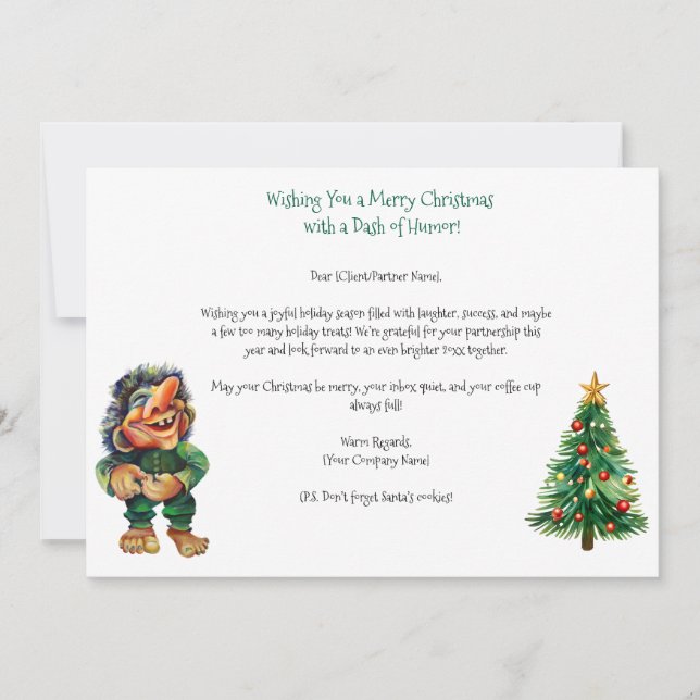 Cartes Pour Fêtes Annuelles Cheeky Christmas Troll et Tree Delight (Devant)