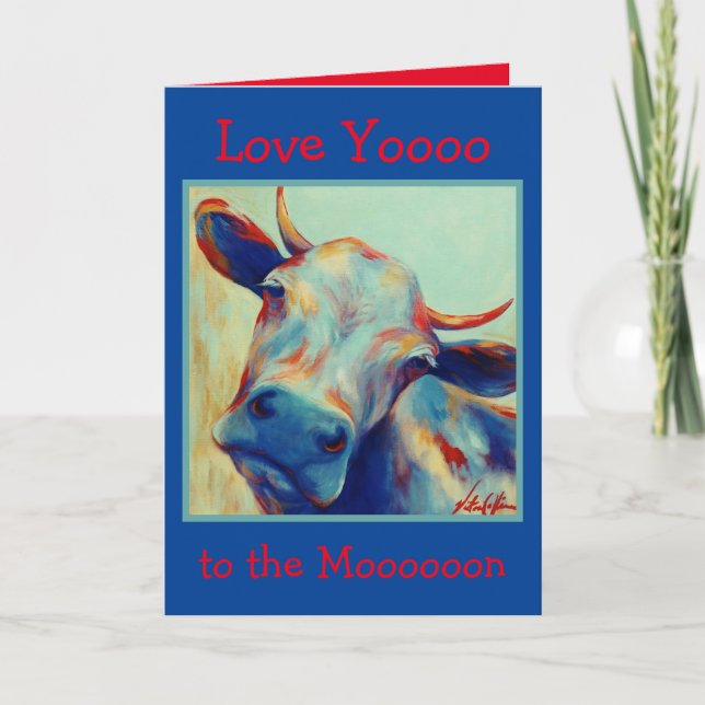 Cartes Pour Fêtes Annuelles Cheeky Cow Card Love You to the Moon (Devant)