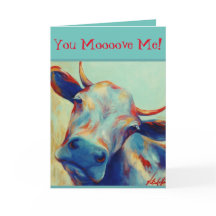 Cheeky Cow Valentine Card VCollierArt