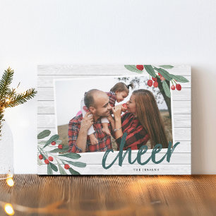 Cartes Pour Fêtes Annuelles Cheer Farmhouse Holly Photo