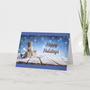 CARTES POUR FÊTES ANNUELLES CHEERFUL SNOWMAN VOUS SOUHAITE *HEUREUX VACANCES*