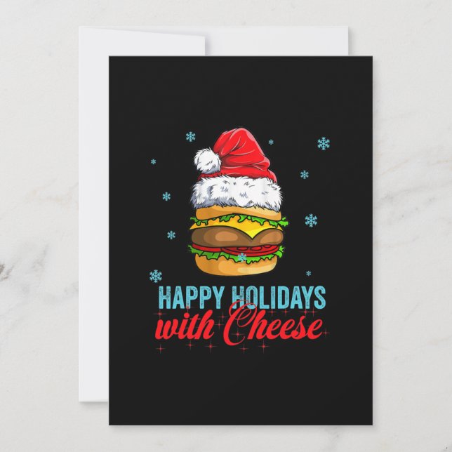 Cartes Pour Fêtes Annuelles Cheeseburger de Noël Joyeuses fêtes au fromage (Devant)