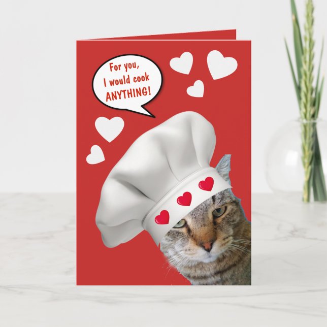 Cartes Pour Fêtes Annuelles Chef Cat Funny Valentine's Day (Devant)