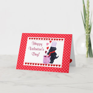 Cartes Pour Fêtes Annuelles Chef noir de Labrador peignant Valentine