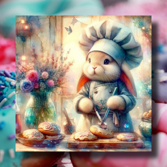 Cartes Pour Fêtes Annuelles Chef pâtissier de Whimsical Lapin de Pâques (Créateur téléchargé)
