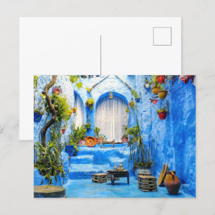 Cartes Pour Fêtes Annuelles Chefchaouen Blue City Maroc Peinture à l'huile Boh