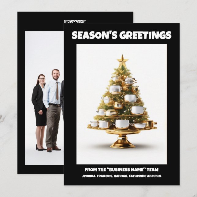 Cartes Pour Fêtes Annuelles Chefs Noël arbre vacances traiteur d'affaires (Devant / Derrière)