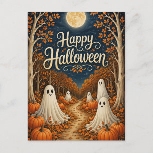 Cartes Pour Fêtes Annuelles Chemin de citrouilles éclairé par la lune Hallowee