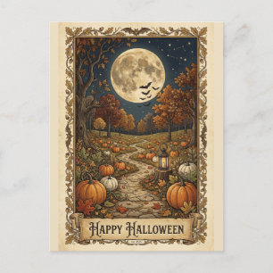 Cartes Pour Fêtes Annuelles Chemin de citrouilles éclairé par la lune Hallowee