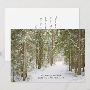 Cartes Pour Fêtes Annuelles Chemin minimaliste de la forêt hivernale, Nouvel A