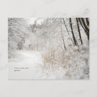 Cartes Pour Fêtes Annuelles Chemin minimaliste de la forêt hivernale, Nouvel A