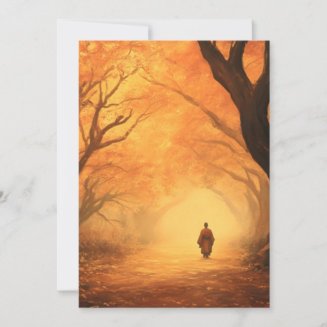 Cartes Pour Fêtes Annuelles Chemin vert d'automne (Devant)