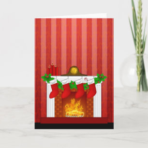 Cartes Pour Fêtes Annuelles Cheminée avec Décorations de Noël Papier peint rou