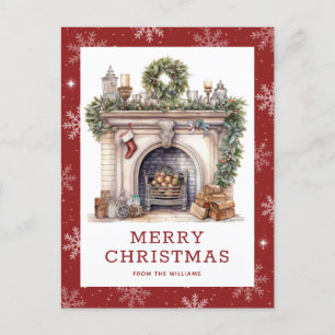 Cartes Pour Fêtes Annuelles Cheminée Courlande de Noël Garland Flocon de neige