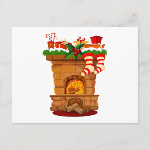 Cartes Pour Fêtes Annuelles Cheminée de Noël avec décorations et chaussettes