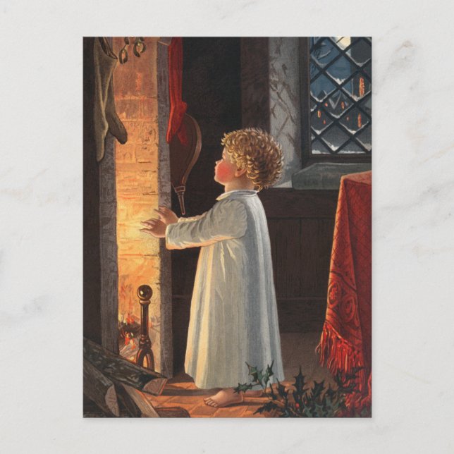 Cartes Pour Fêtes Annuelles Cheminée de Noël, Stockage et vacances pour enfant (Devant)