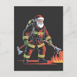 Cartes Pour Fêtes Annuelles Chemise de Noël de pompier XMas Funny Père Noël