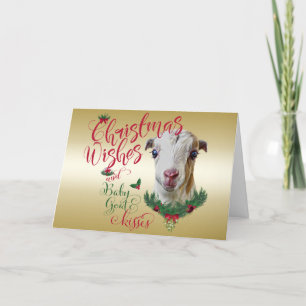 Cartes Pour Fêtes Annuelles CHÈQUE   voeux de Noël Bébé Chèvre Baisers LaManch