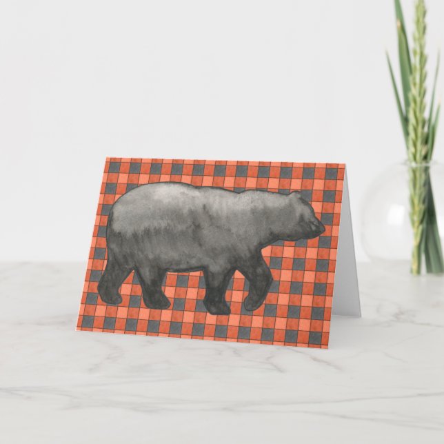 Cartes Pour Fêtes Annuelles Chéquier électronique orange et noir de plaid avec (Devant)