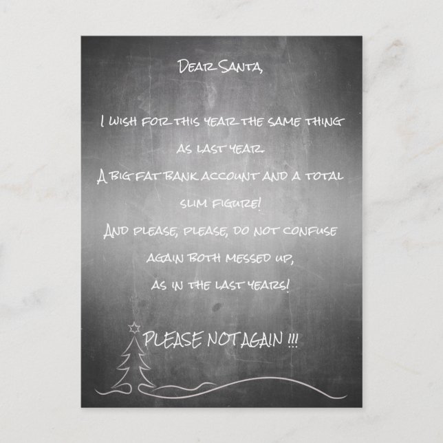 Cartes Pour Fêtes Annuelles Cher bon Père Noël (Devant)