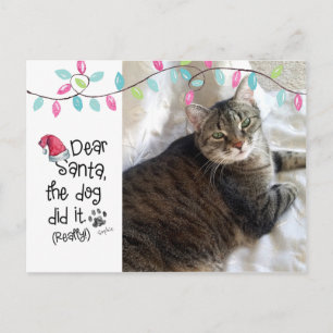 Cartes Pour Fêtes Annuelles Cher nom du chat mignon Lettre de Noël au Père Noë