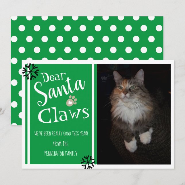 Cartes Pour Fêtes Annuelles Cher Père Noël Claws Fun Cat Photo (Devant / Derrière)