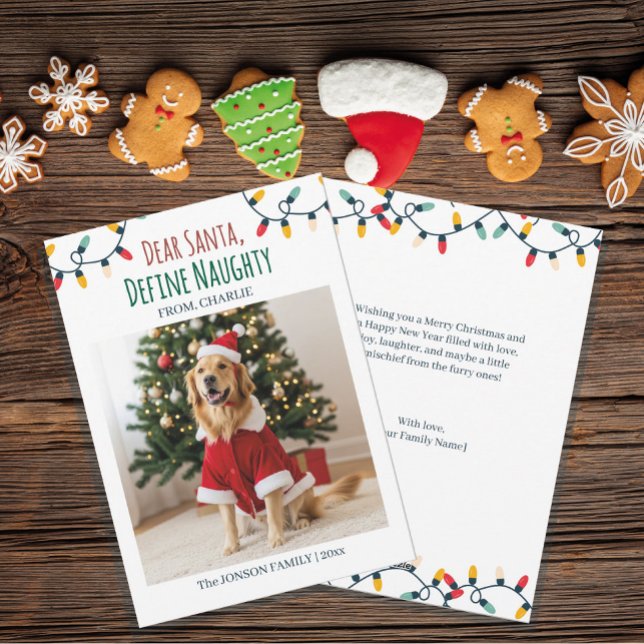 Cartes Pour Fêtes Annuelles Cher Père Noël Définir Naughty Funny Chien Photo (Créateur téléchargé)