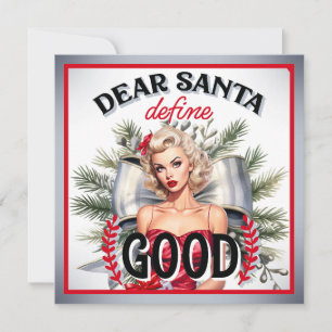 Cartes Pour Fêtes Annuelles Cher Père Noël Définis Bonne Rétro Pin-Up