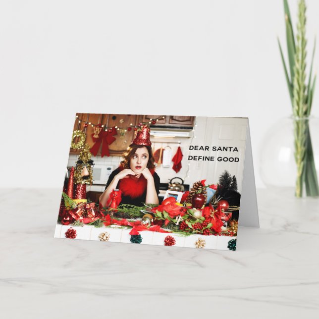 Cartes Pour Fêtes Annuelles "Cher Père Noël, définissent bon " (Devant)