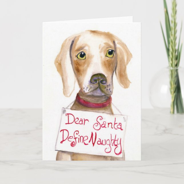 Cartes Pour Fêtes Annuelles Cher Père Noël, Définissez Naugthy. (Devant)