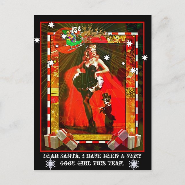 Cartes Pour Fêtes Annuelles Cher Père Noël, j'ai été une fille très bonne (Devant)