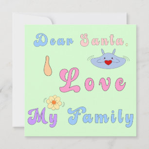 Cartes Pour Fêtes Annuelles Cher Père Noël, J'Aime Ma Famille Joyeux Noël