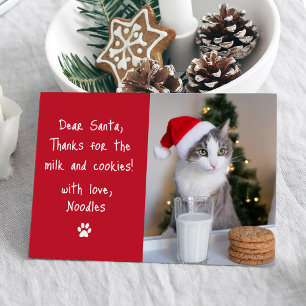 Cartes Pour Fêtes Annuelles Cher Père Noël Lait et cookies Red Pet Photo drôle