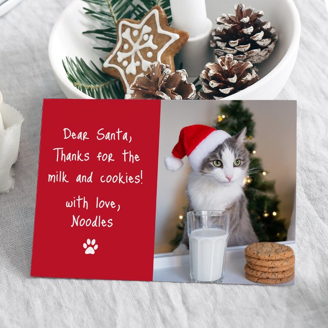 Cartes Pour Fêtes Annuelles Cher Père Noël Lait et cookies Red Pet Photo drôle (Créateur téléchargé)