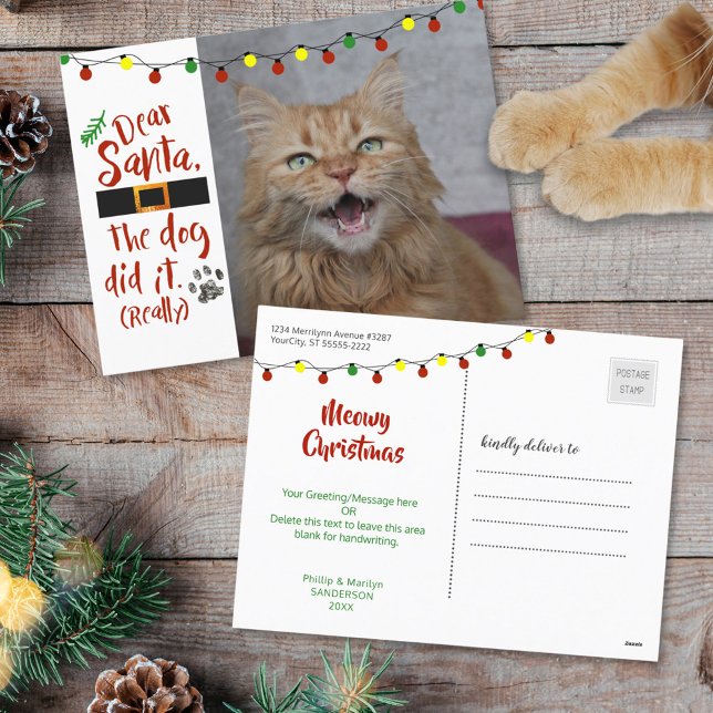 Cartes Pour Fêtes Annuelles Cher Père Noël, le chien l'a fait - Cat-Lover (Créateur téléchargé)