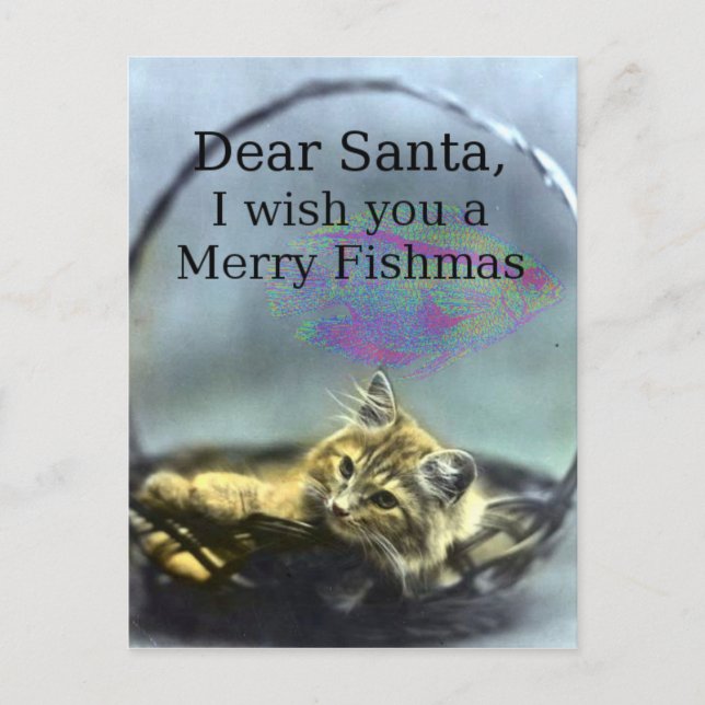 Cartes Pour Fêtes Annuelles Cher Père Noël Merry Fishmas (Devant)