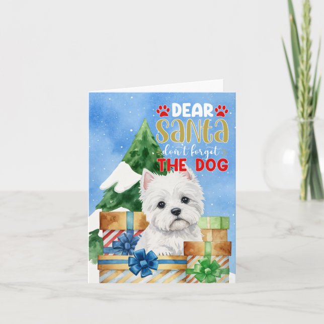Cartes Pour Fêtes Annuelles Cher Père Noël n'oublie pas le chien Westie (Devant)