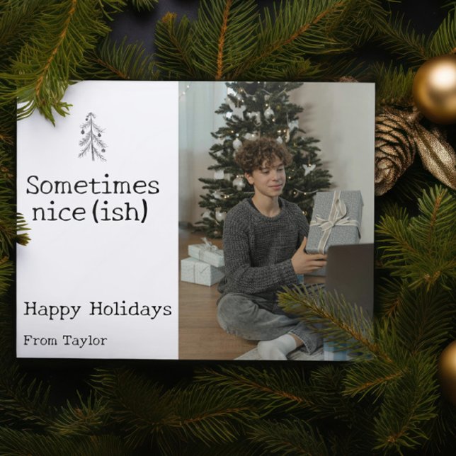 Cartes Pour Fêtes Annuelles Cher Père Noël Parfois Nice Noël Personnalisé (Dear Santa Sometimes Nice Christmas Personalized Holiday Card by Ricaso. Ideal for teenagers)