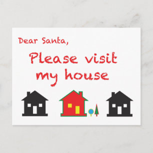 Cartes Pour Fêtes Annuelles Cher Père Noël S'Il Vous Plaît Visitez Ma Maison