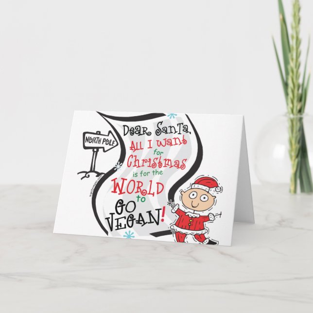 Cartes Pour Fêtes Annuelles Cher Père Noël Vegan Wish (Devant)