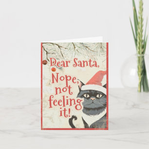 Cartes Pour Fêtes Annuelles Cher Santa Drôle Chat Noir Anti Noël