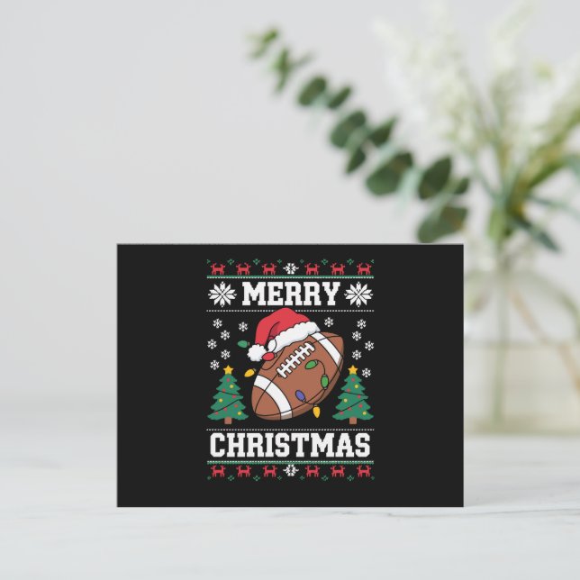 Cartes Pour Fêtes Annuelles Cher style Xmas Père Noël Football Américain (Debout devant)